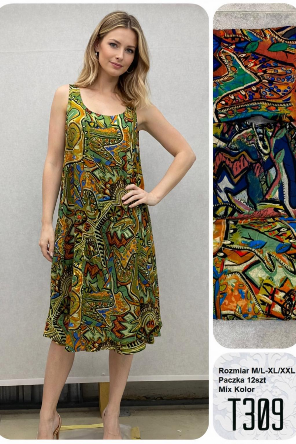 Sukienki damskie Roz M-2XL, Mix Kolor .Paczka 12 szt 1